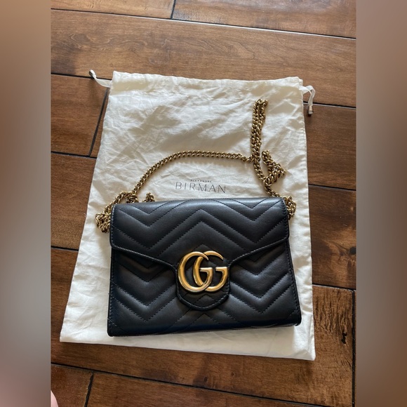 Authentic Gucci Marmont GG Chevron Quilted Leather Black Bag - Picture 12 of 16